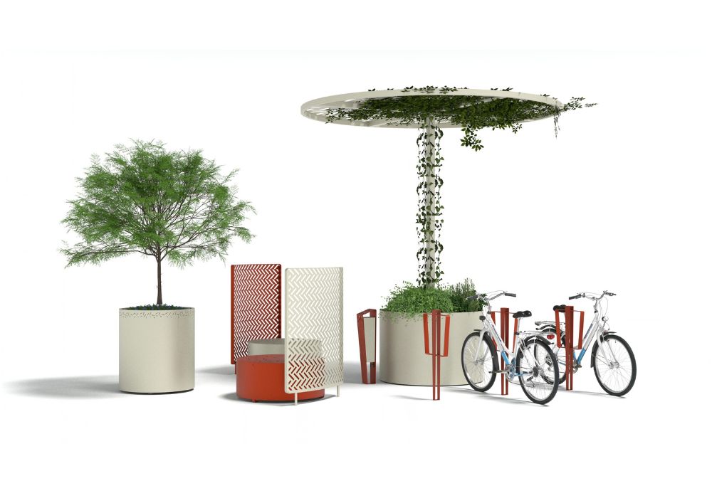Claustra Borne Velo Banc galet LUD Jardiniere LUD treillage Polymobyl