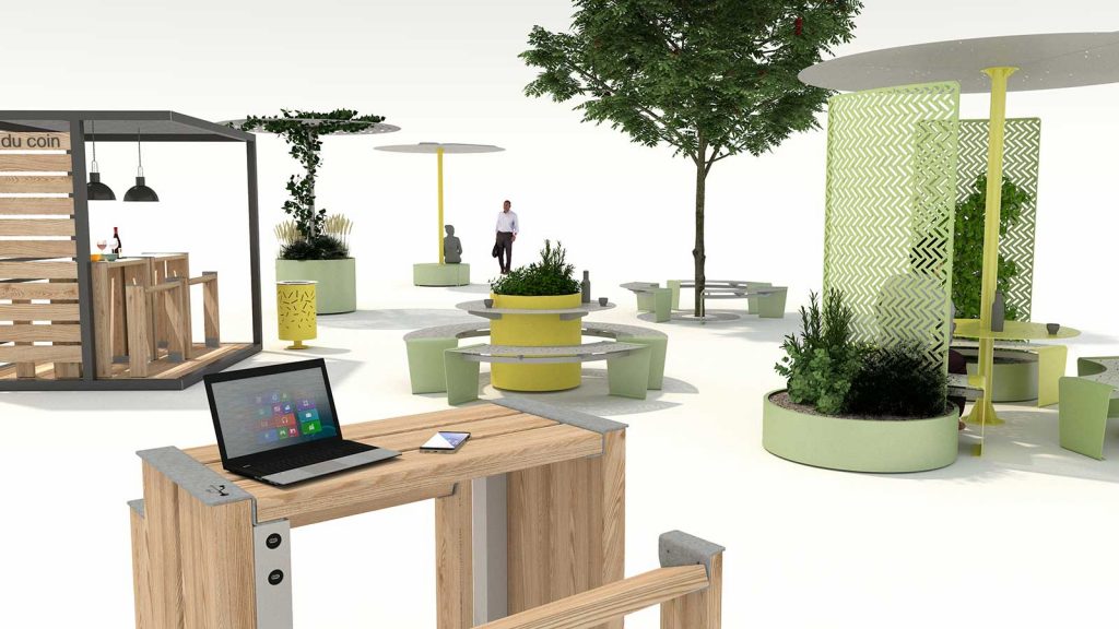 exemple de mobiliers urbains de la ligne lud