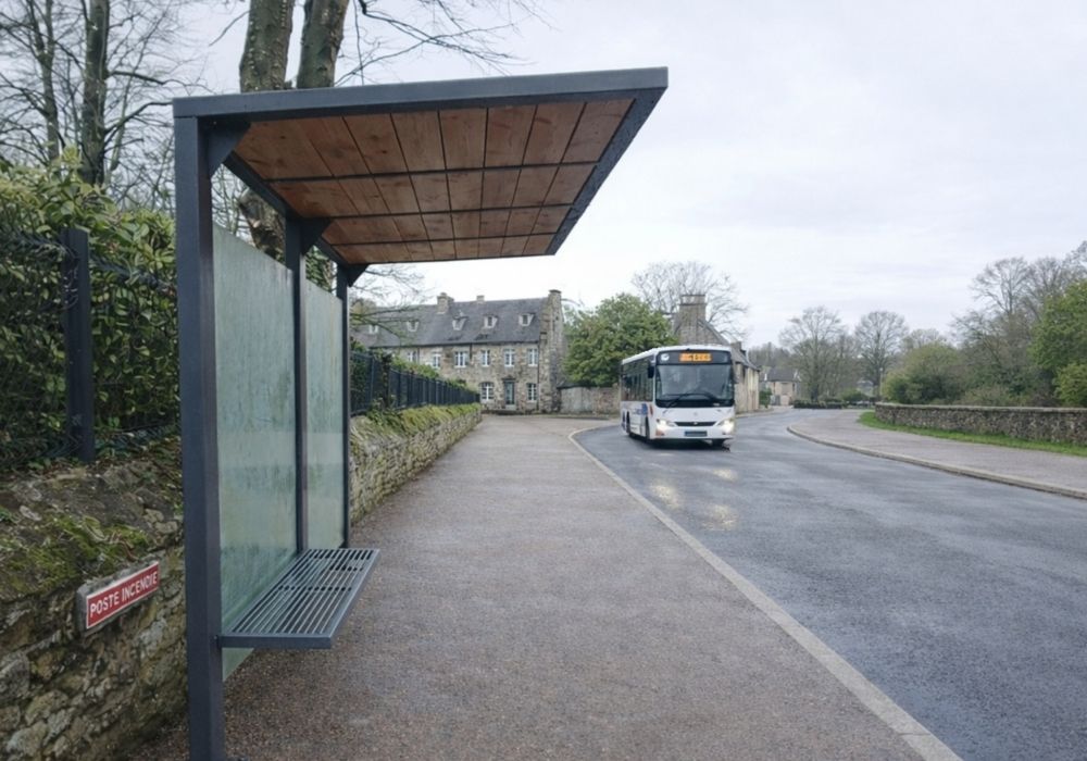 Abri bus PUR Polymobyl sous face bois