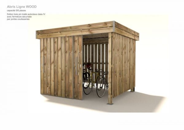 abris vélos polymobyl en bois avec porte