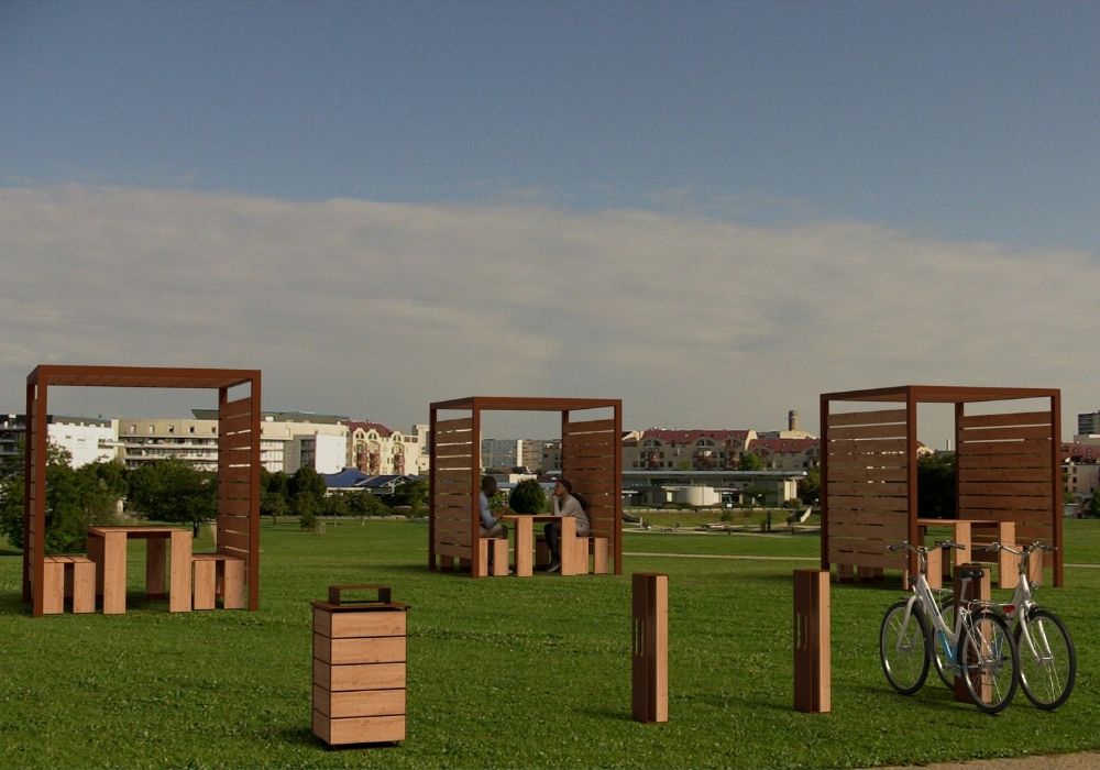 insertion table abritee corbeille de tri borne a velo