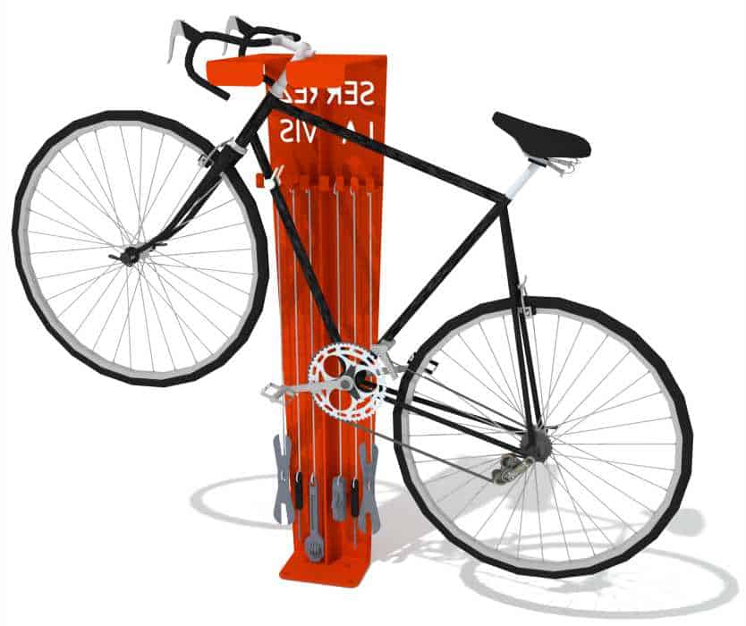 Équipements vélos (pompes en libre service, totems de réparation,  accessoires) - Abri Plus