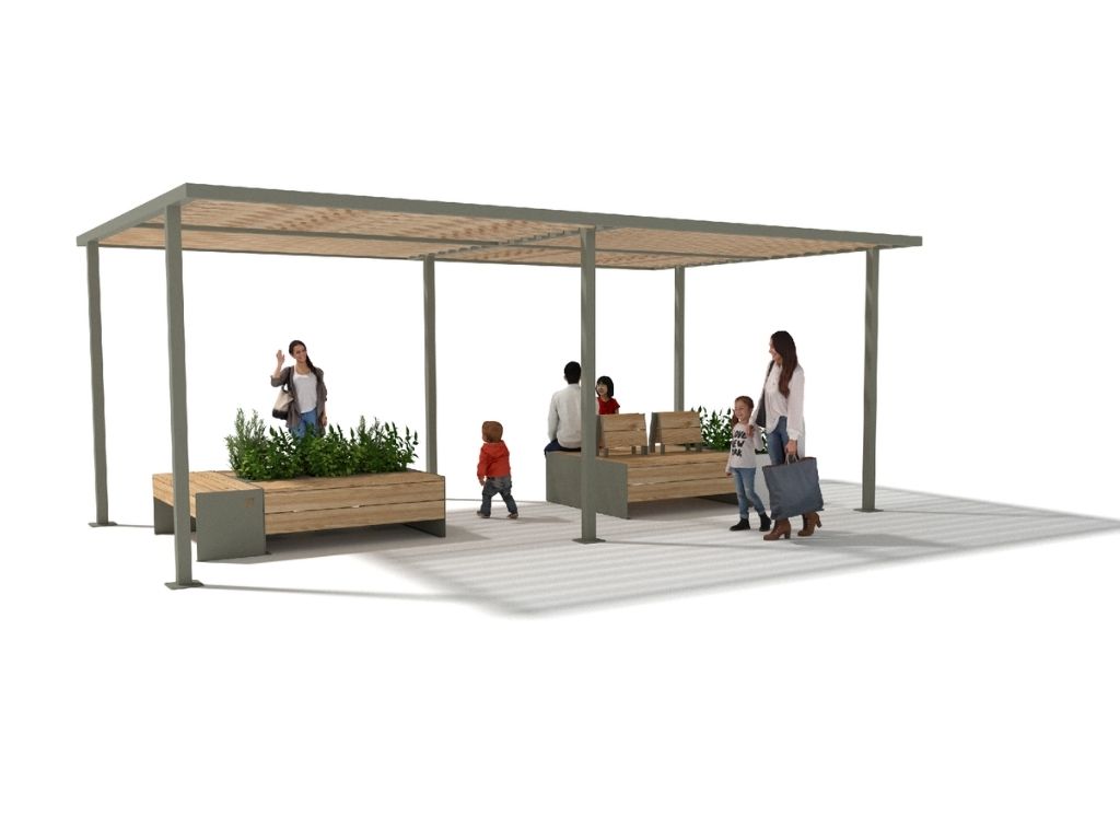 Pergola urbaine 25° 6X4m Polymobyl