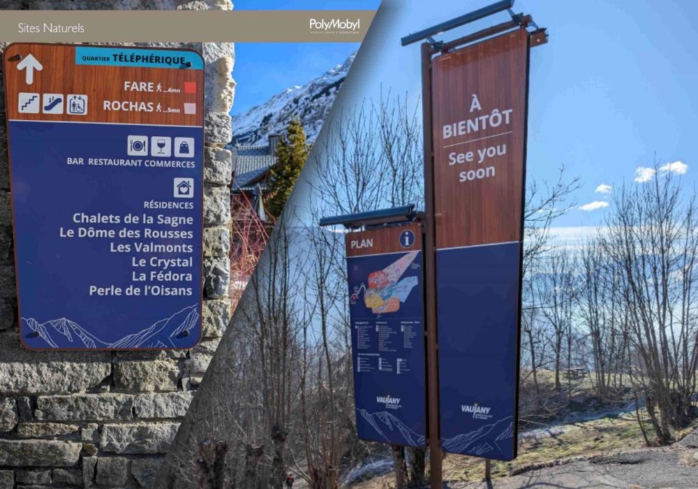 Vaujany realisation signaletique montagne sur mesure Polymobyl