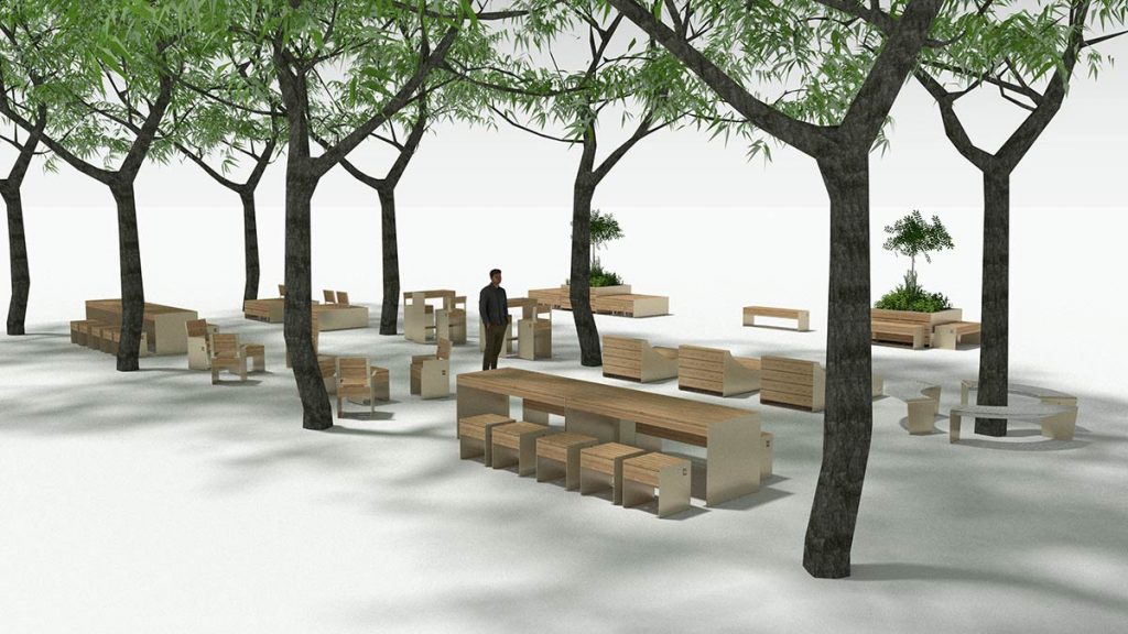 Amenagement ilot de fraicheur en ville